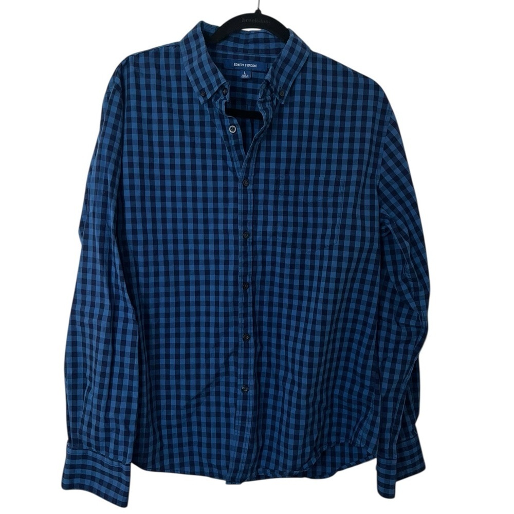 Casual Blue Checkered Button Down Shirt - Picture 5 of 5